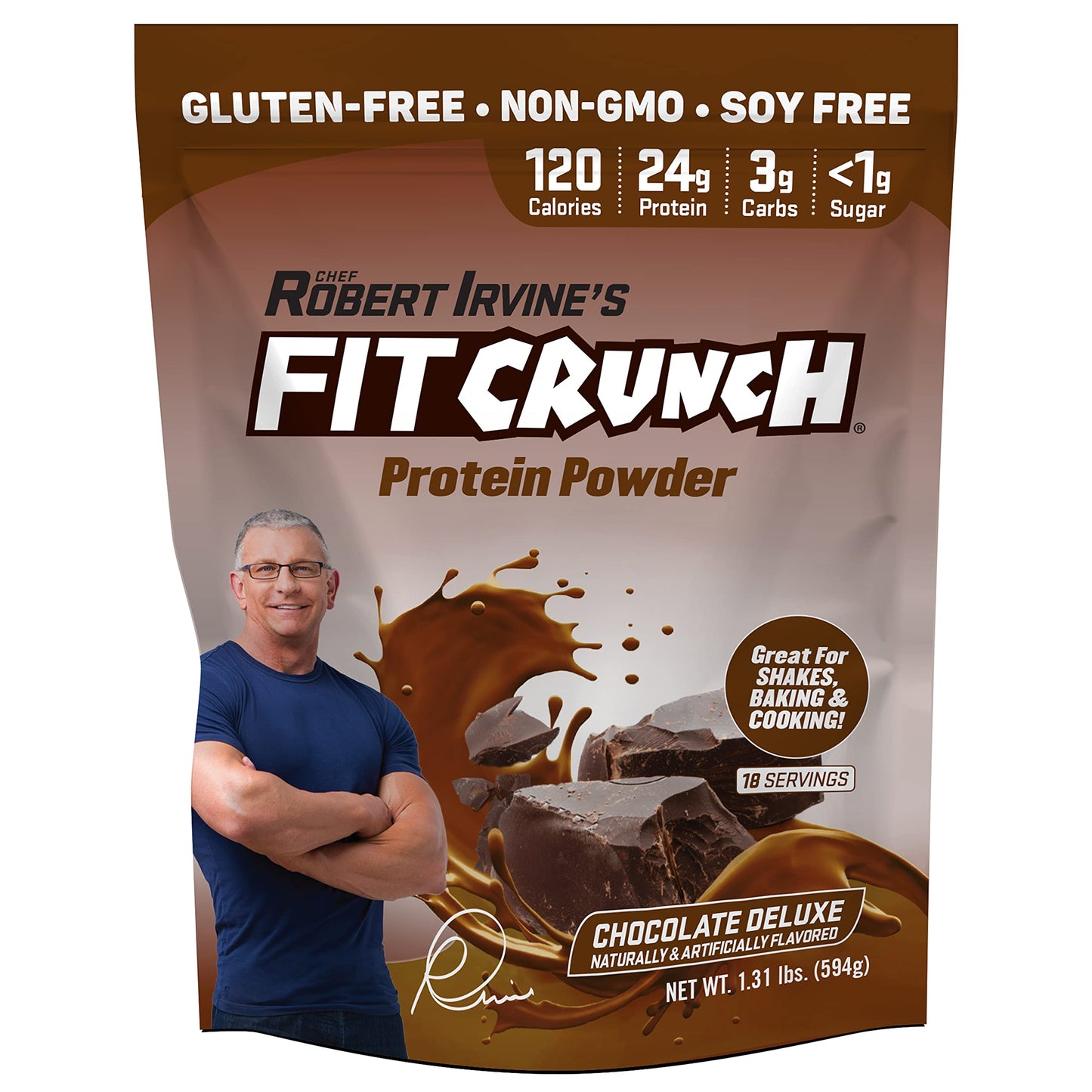 FITCRUNCH Whey Protein Powder | Designed by Robert Irvine | Mixability Technology, Gluten Free, Soy Free & Non-GMO