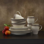 Mikasa Swirl 16-Piece Dinnerware Set, Service For 4, Ombre Mocha