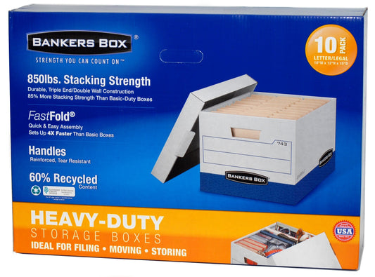 Bankers Box Heavy Duty File Boxes Letter/Legal, 10 Count