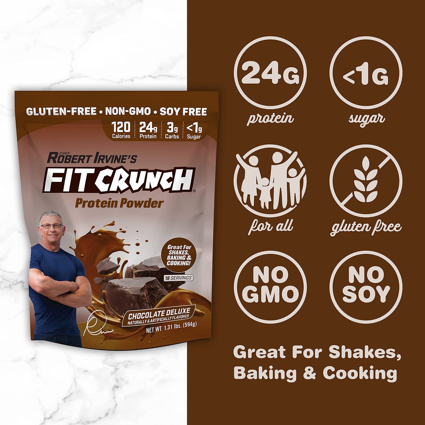 FITCRUNCH Whey Protein Powder | Designed by Robert Irvine | Mixability Technology, Gluten Free, Soy Free & Non-GMO