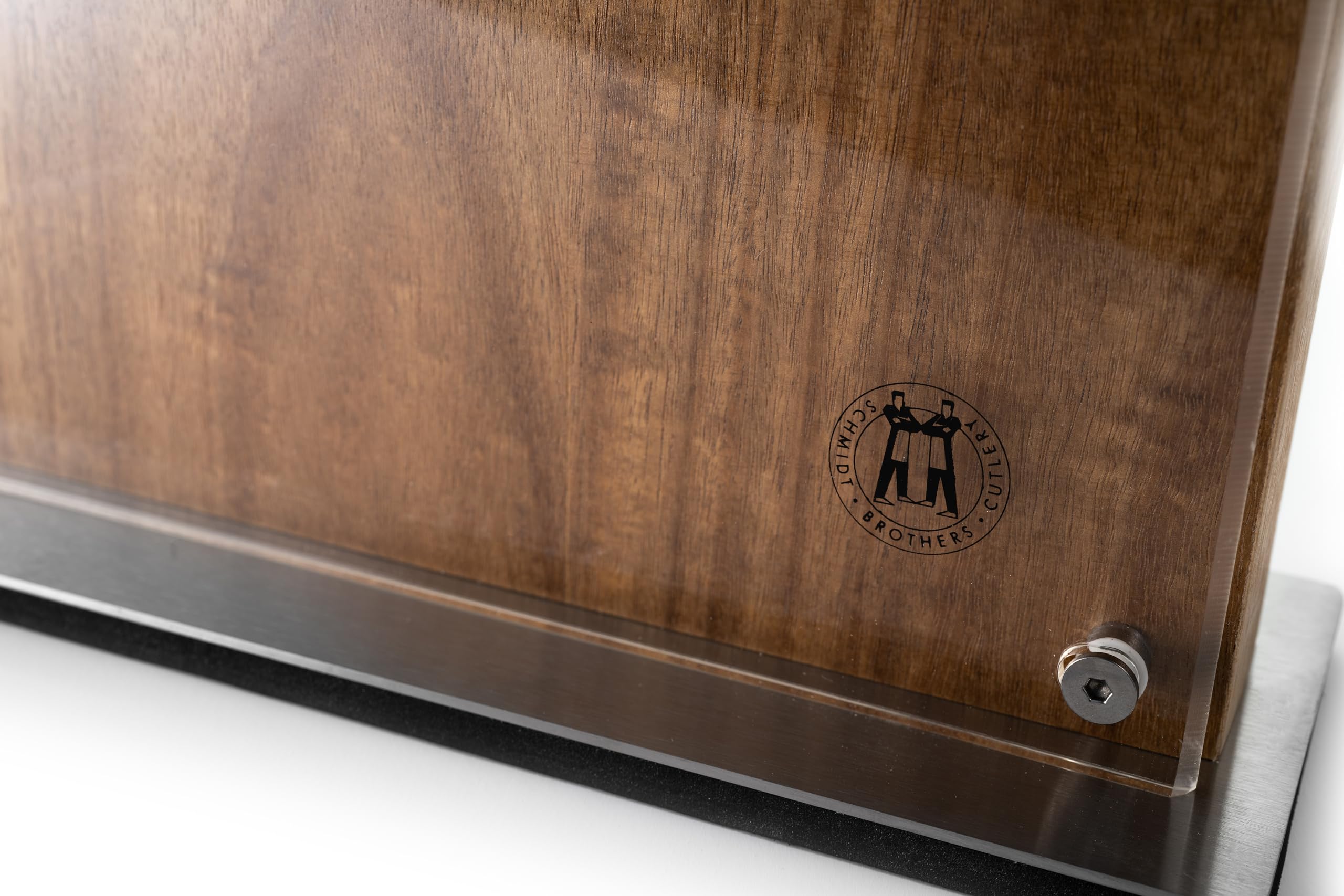 Schmidt Brothers - Acacia Downtown Magnetic Knife Block, Acacia Hardwood and Acrylic Shield, Universal Cutlery Storage For 16-18 Knives