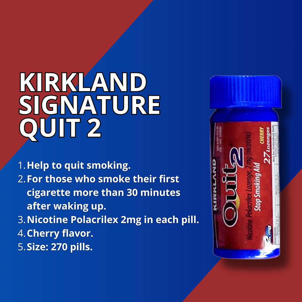KIRKLAND Signature Quit 2 Nicotine Polacrilex Lozenges, Cherry Flavor, 270 Count