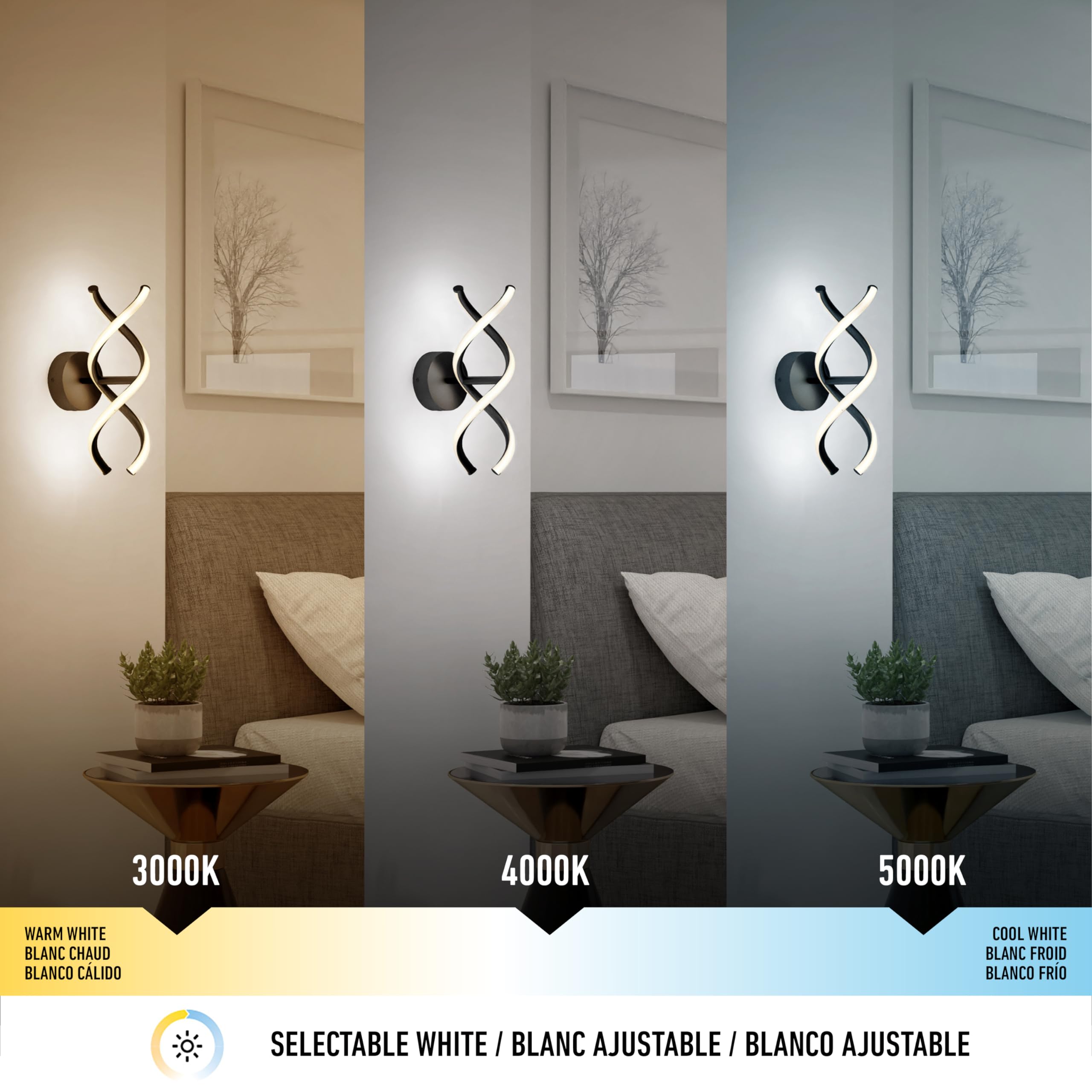 artika DNA 12W LED Modern Wall Sconce Light, Matte Black Finish, Ideal for Bathroom, Living Room, Bedroom, Hallway - 800 Lumens, 3500 Kelvin, Made of Aluminum, No Bulb Required