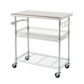 TRINITY EcoStorage Rolling Metal Wire Kitchen Cart with Removable Stainless Steel Top, Basket, Shelf, Sidebar & Hooks, for Storage and Food Prep, NSF Certified, 38.6” W x 20” D x 36” H, Chrome Finish