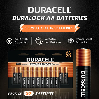 DURACELL Duralock AA 1.5-Volt Alkaline Batteries for Exclusive Power in Various Remotes, Controllers, and Calculators (40 Pack)