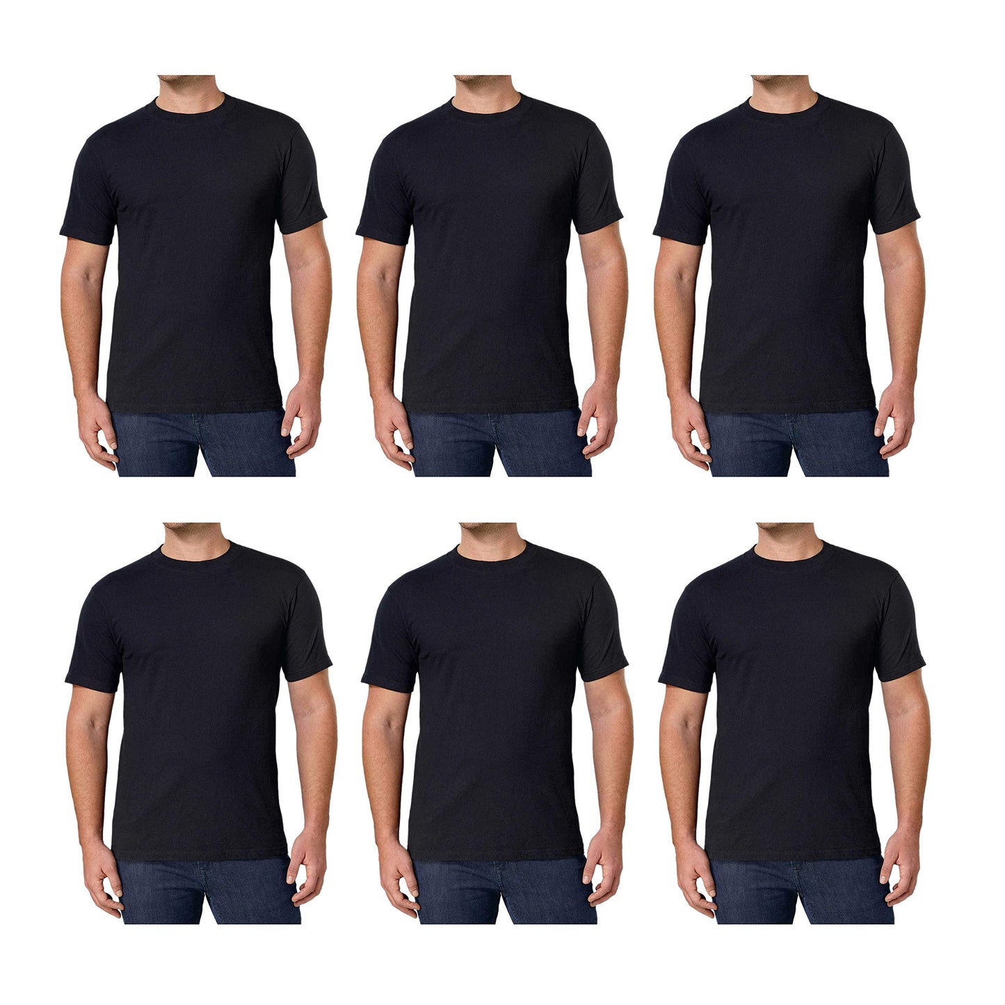 Kirkland Signature Men's Crew Neck Tee 100% Combed Heavyweight Cotton T-Shirts (Pack of 6)