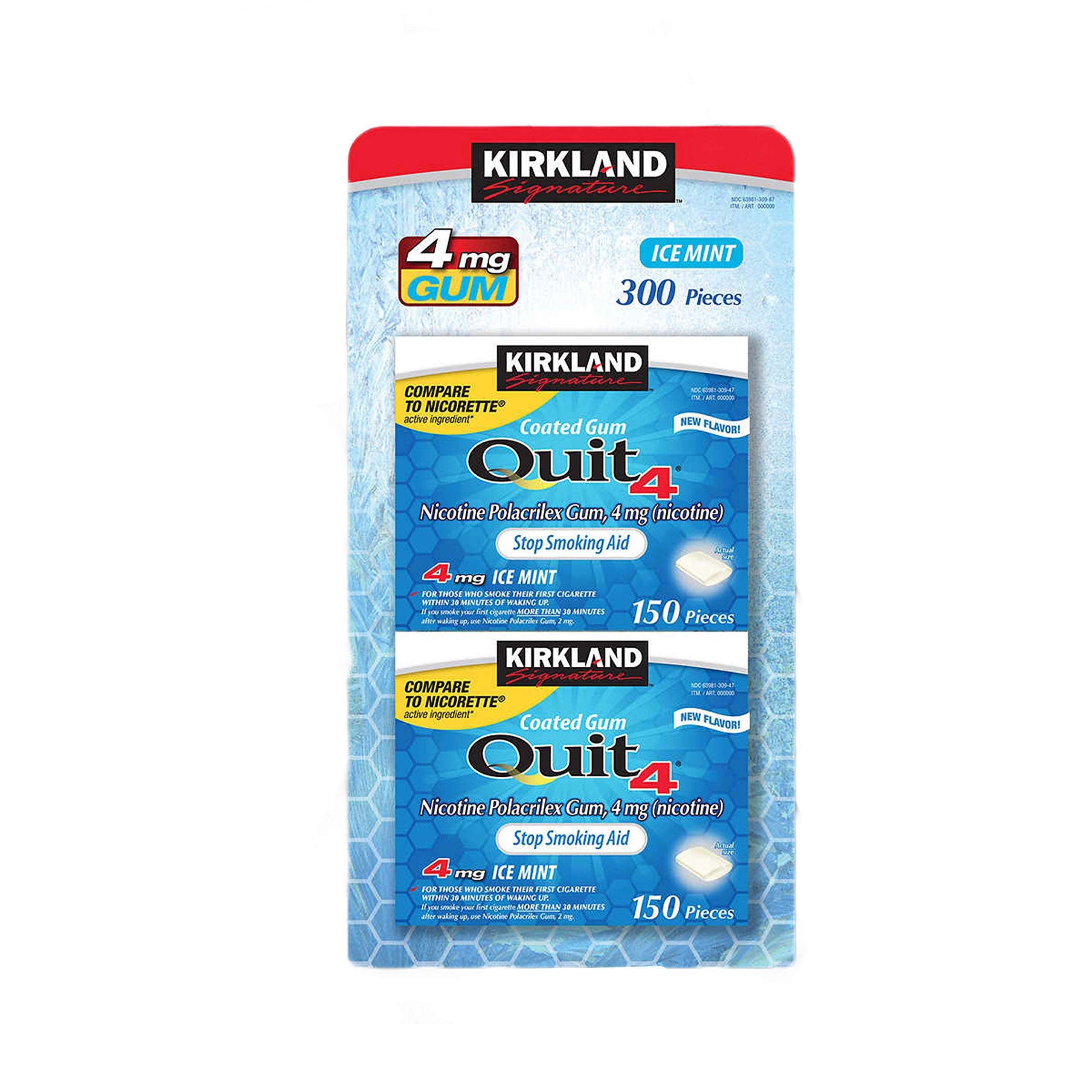 Kirkland Signature Quit Ice Mint Gum 2 mg or 4 mg, 300 Pieces