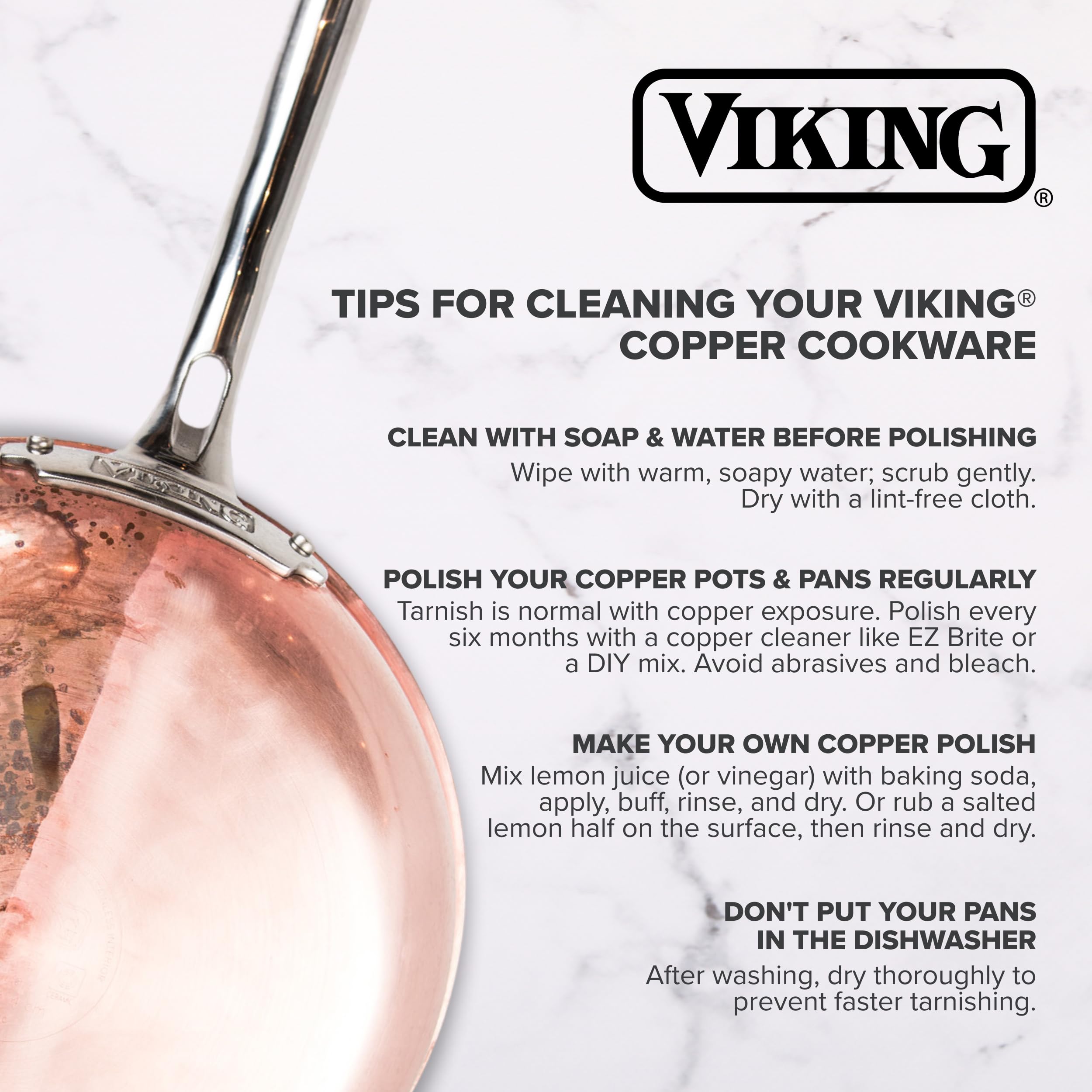 Viking 3-Ply Pots and Pans Set, 10 Piece Copper Kitchen Cookware with Glass Lids, Hammered Copper