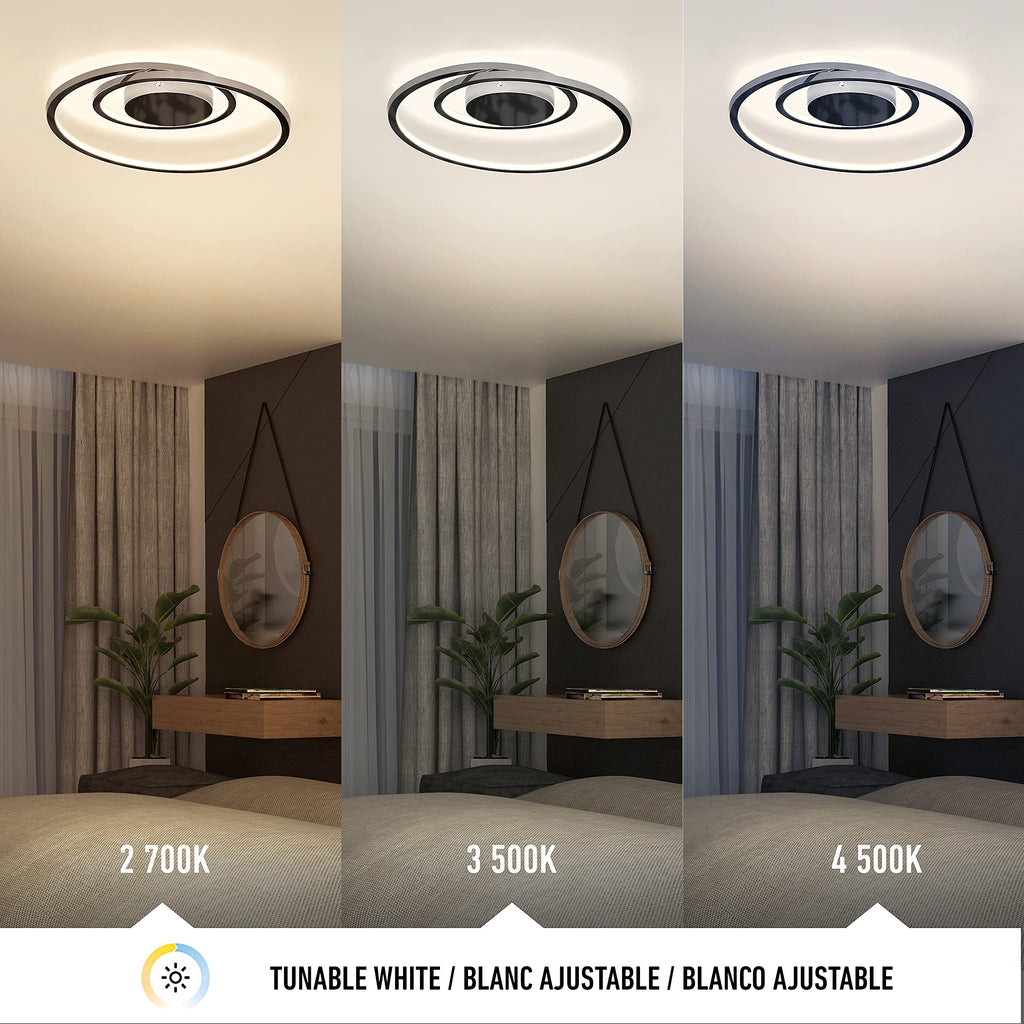 artika Salto 15W LED Modern Swirl Flush Mount Ceiling Light Fixture, Chrome - Ideal for Bedroom, Hallway, Kitchen - 1000 Lumens, 2700 Kelvin, No Bulb Required