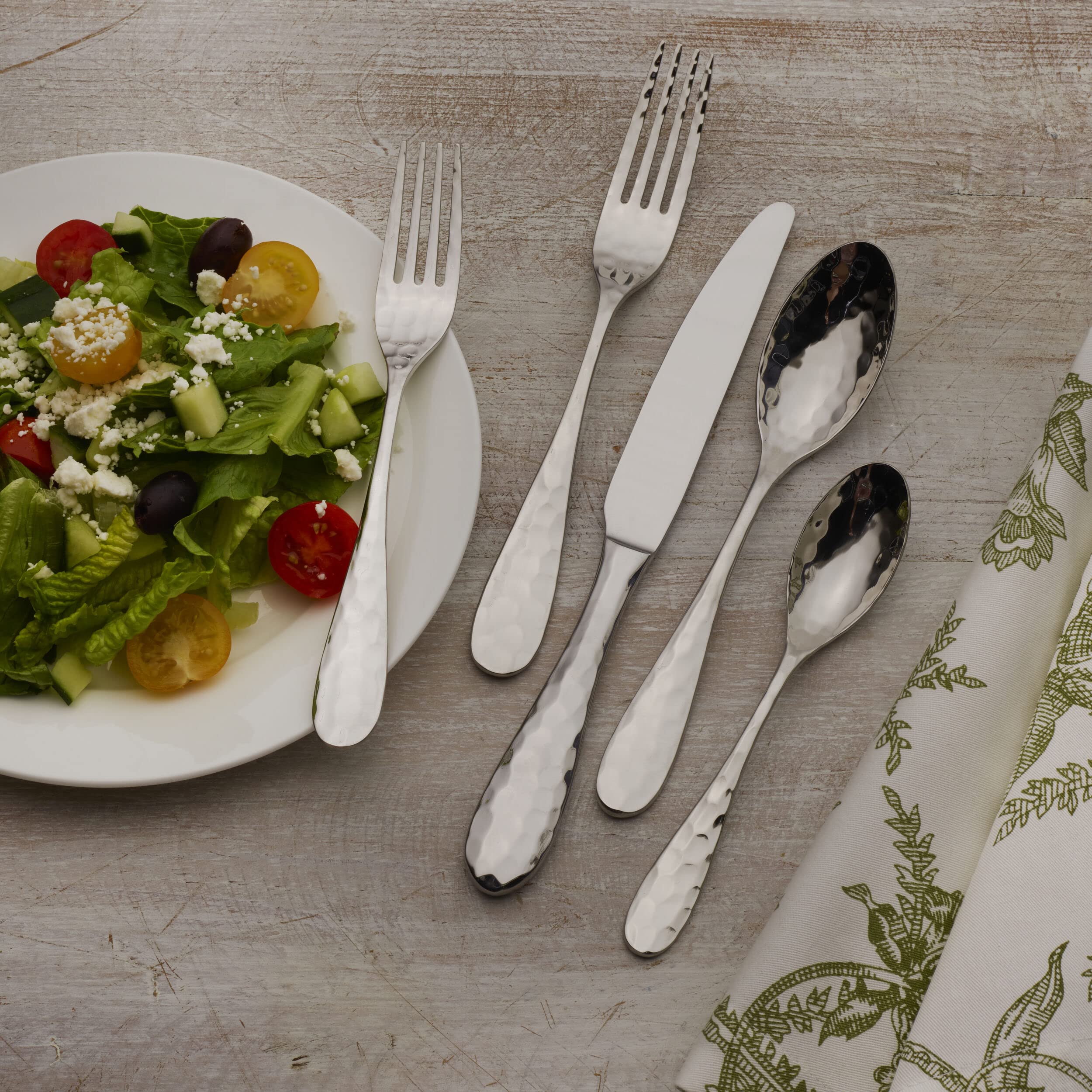 Mikasa, Lilah Flatware Service for 8, 45 Piece Set, 18/10 Stainless Steel, Silverware Set with Serving Utensils