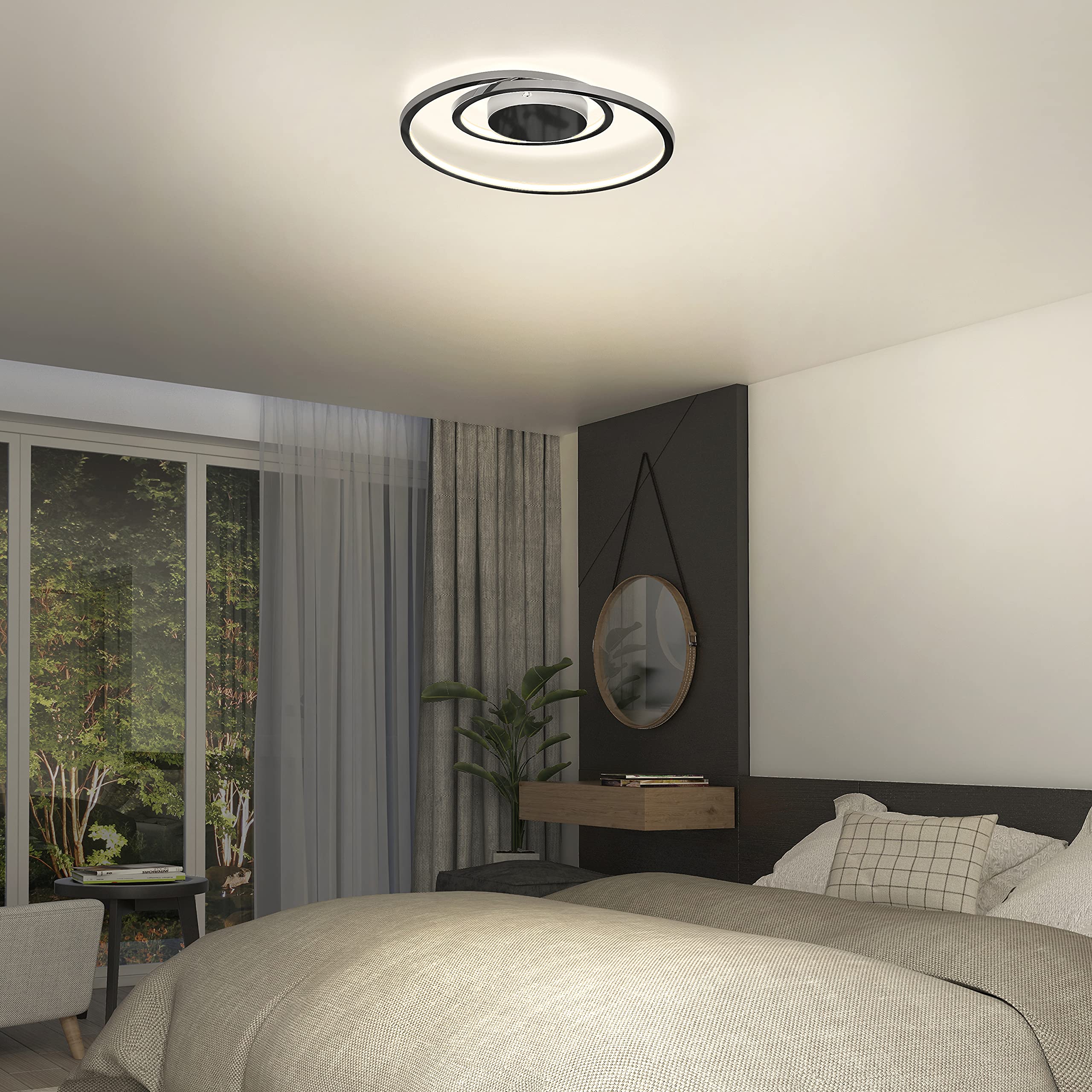 artika Salto 15W LED Modern Swirl Flush Mount Ceiling Light Fixture, Chrome - Ideal for Bedroom, Hallway, Kitchen - 1000 Lumens, 2700 Kelvin, No Bulb Required