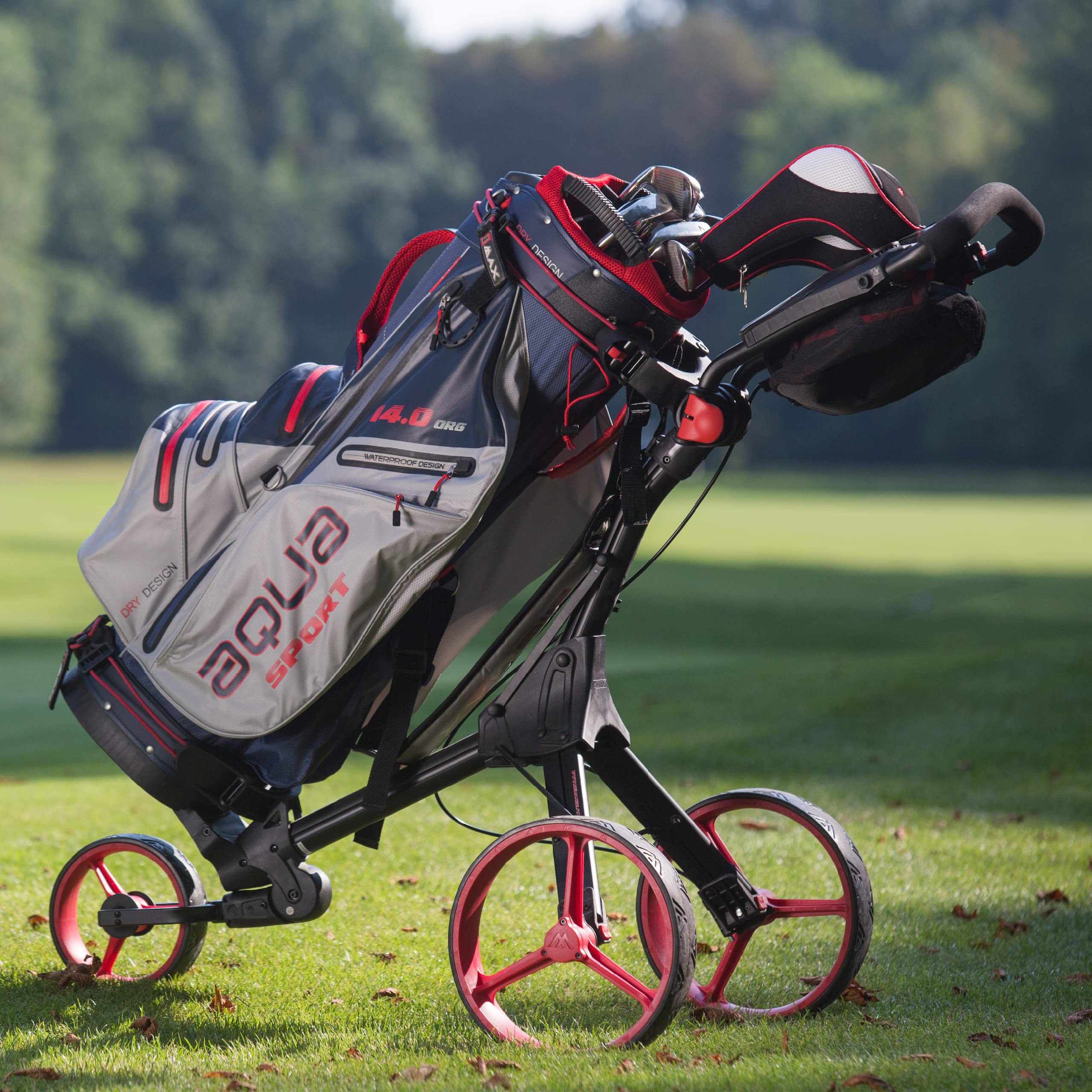 Big Max IQ+ 3-Wheel Golf Push Cart | Ultra-Lightweight | Quick-Folding | Pull Cart | Scorecard Holder | Adjustable Bag Bracket