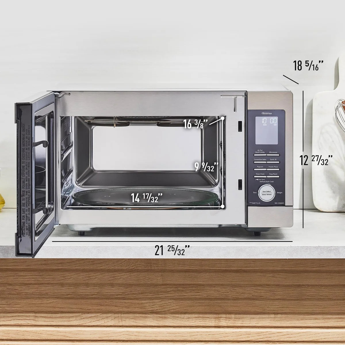 Panasonic Compact Microwave Oven with 1100 Watts of Cooking Power, Sensor Cooking, Quick 30sec and Popcorn Button, 1.3 cft