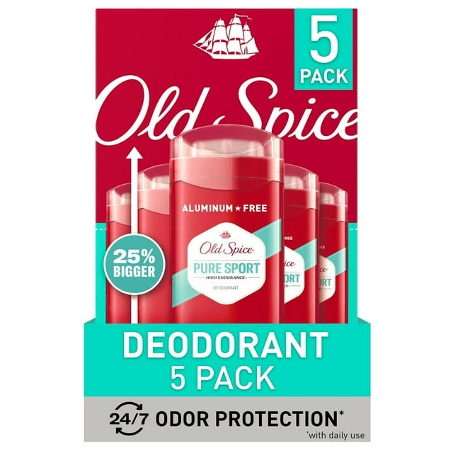Old Spice Deodorant for Men Pure Sport Scent High Endurance 3 Ounce (Pack of 5)